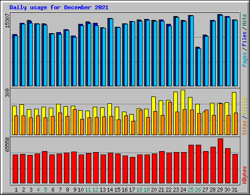 Daily usage for December 2021