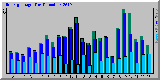 Hourly usage for December 2012